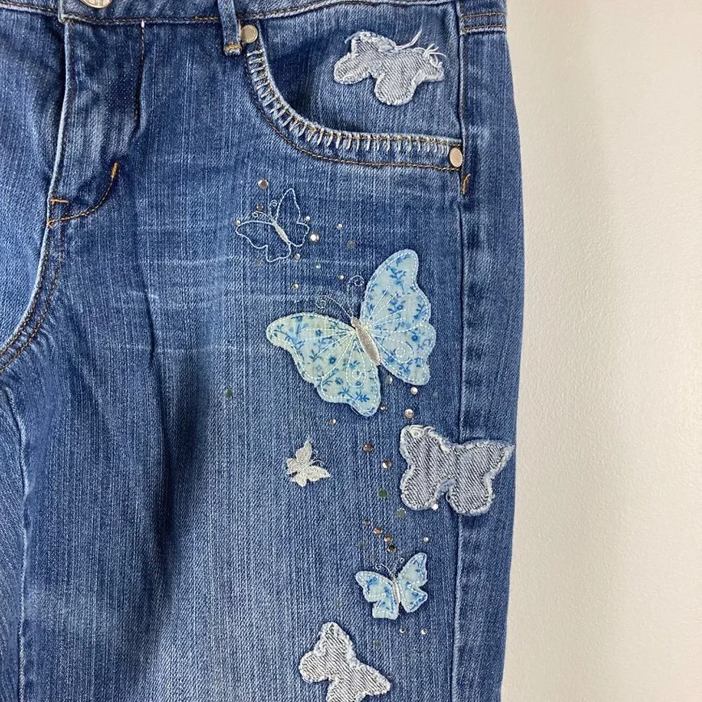 Girls Limited Too‎ Super Low Butterfly Boot Cut Cotton Jeans 16.5
